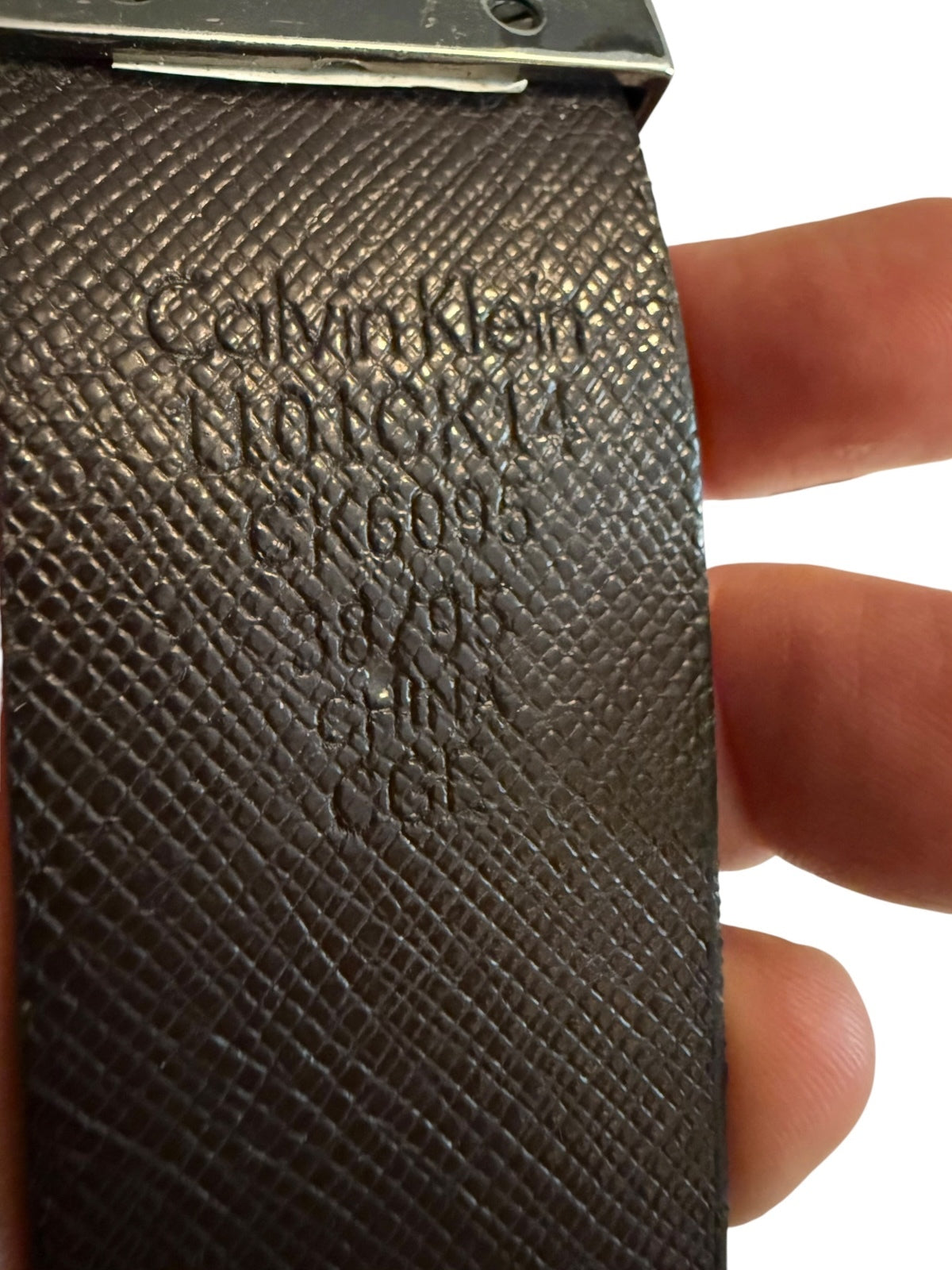 Calvin Klein Black Leather Belt with Silver Buckle