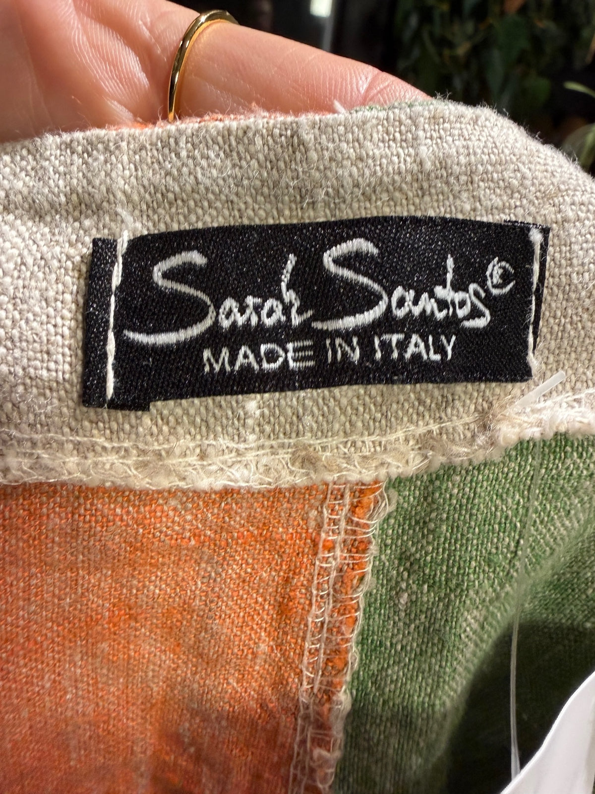 Sarah Santos Colorful Patchwork Linen Dress Made in Italy