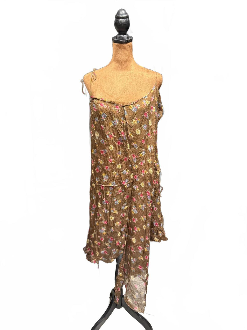 Marni Brown Floral Silk Slip Dress
