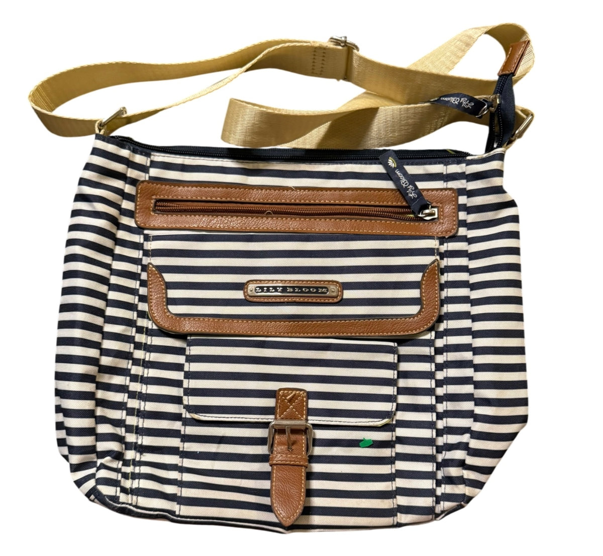 Lily Bloom Navy and White Striped Crossbody Bag