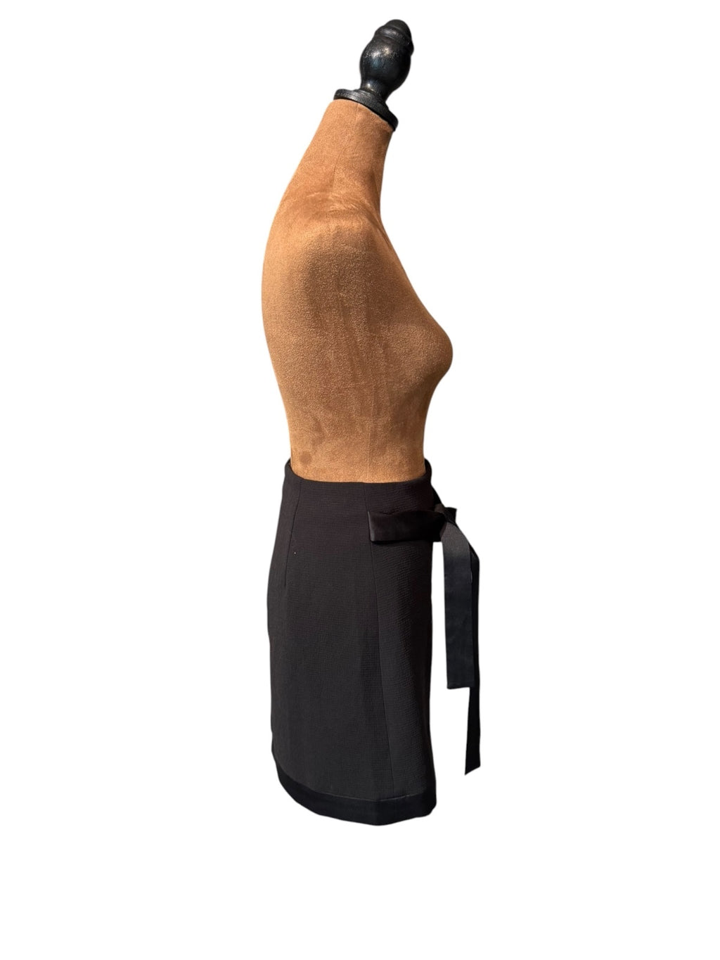 C/MEO Collective Asymmetric Black Skirt with Satin Trim