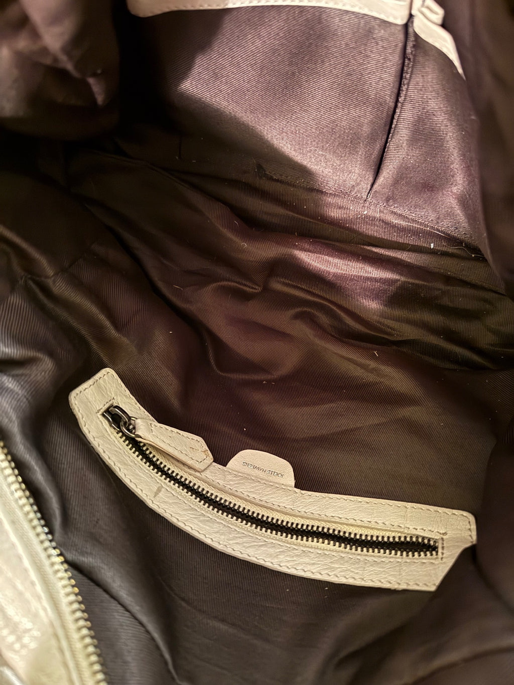 Joelle Hawkens Beige Leather Studded Shoulder Bag