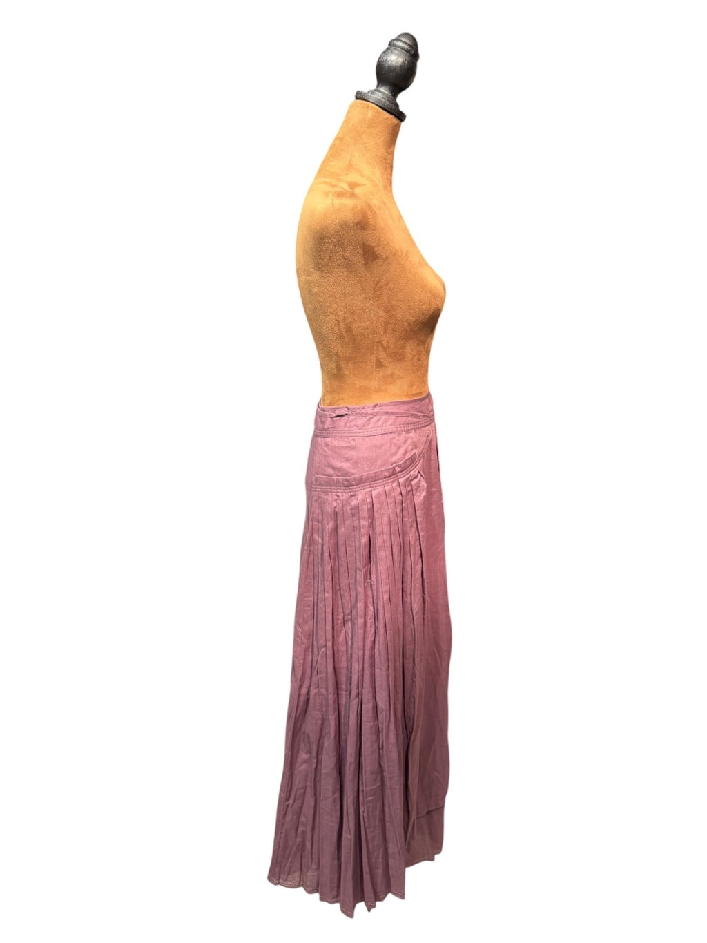 Vintage Mauve Pleated Maxi Skirt with High Waist