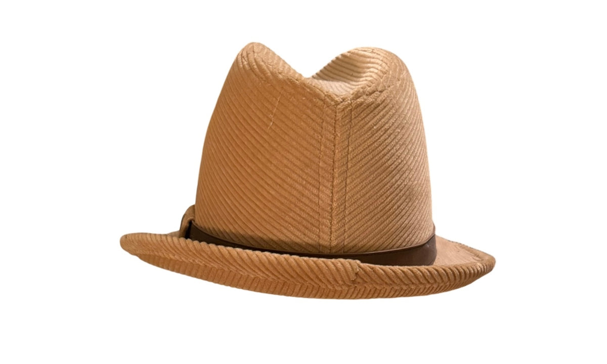 Vintage Adam New York Tan Corduroy Fedora Hat