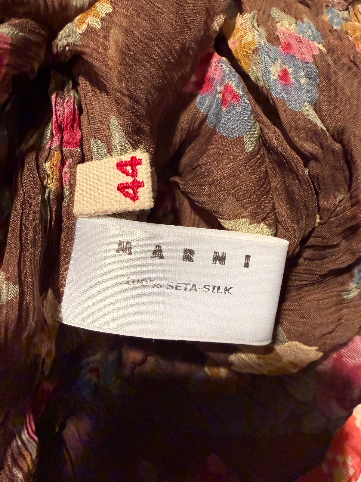 Marni Brown Floral Silk Slip Dress