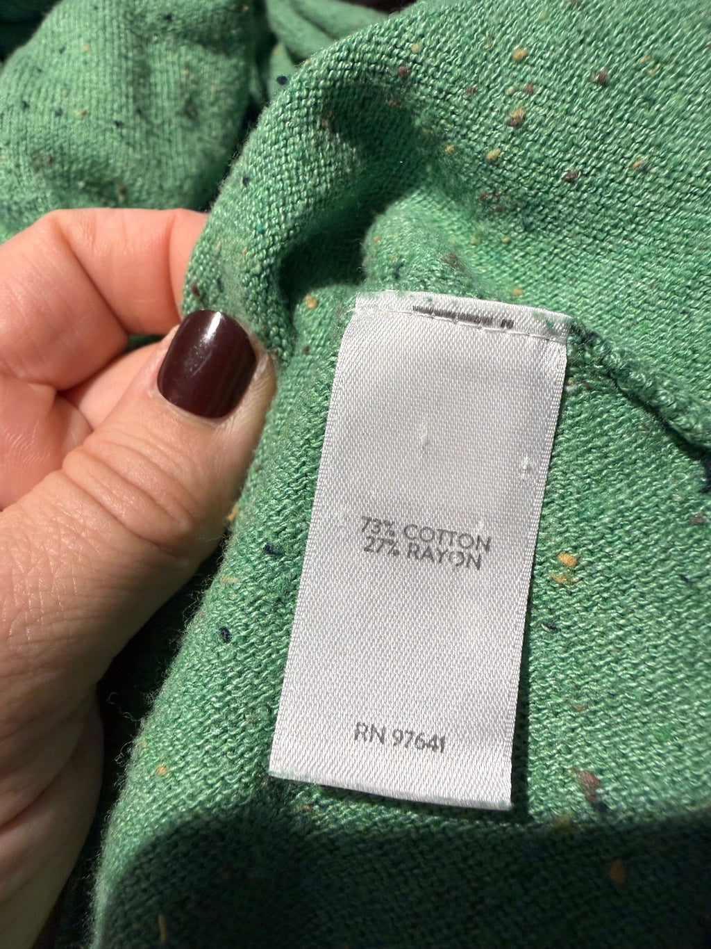 J. Jill Speckled Green Cotton Rayon Sweater