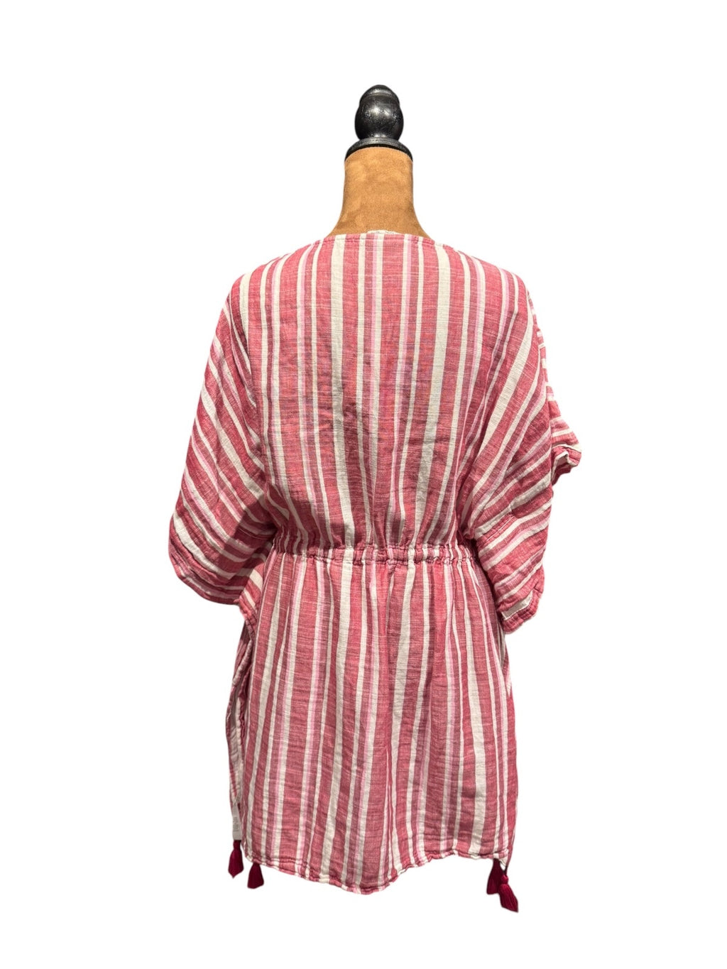 Life is Good Pink and White Striped V-Neck Tunic