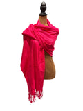 Luxurious Hot Pink Pashmina Shawl - 70% Cashmere, 30% Silk