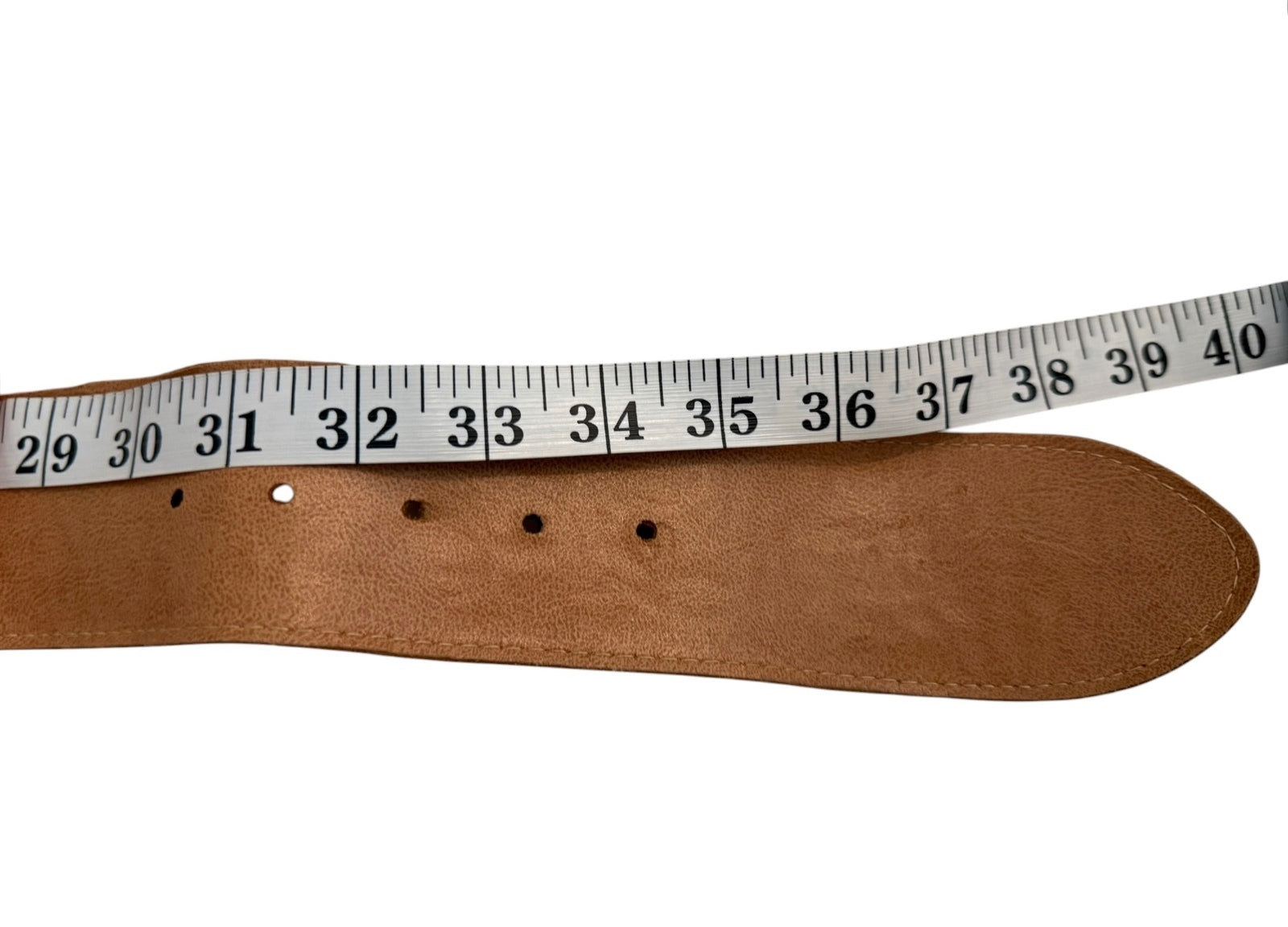 Fob Trading Genuine Leather Wide Brown Textured Belt