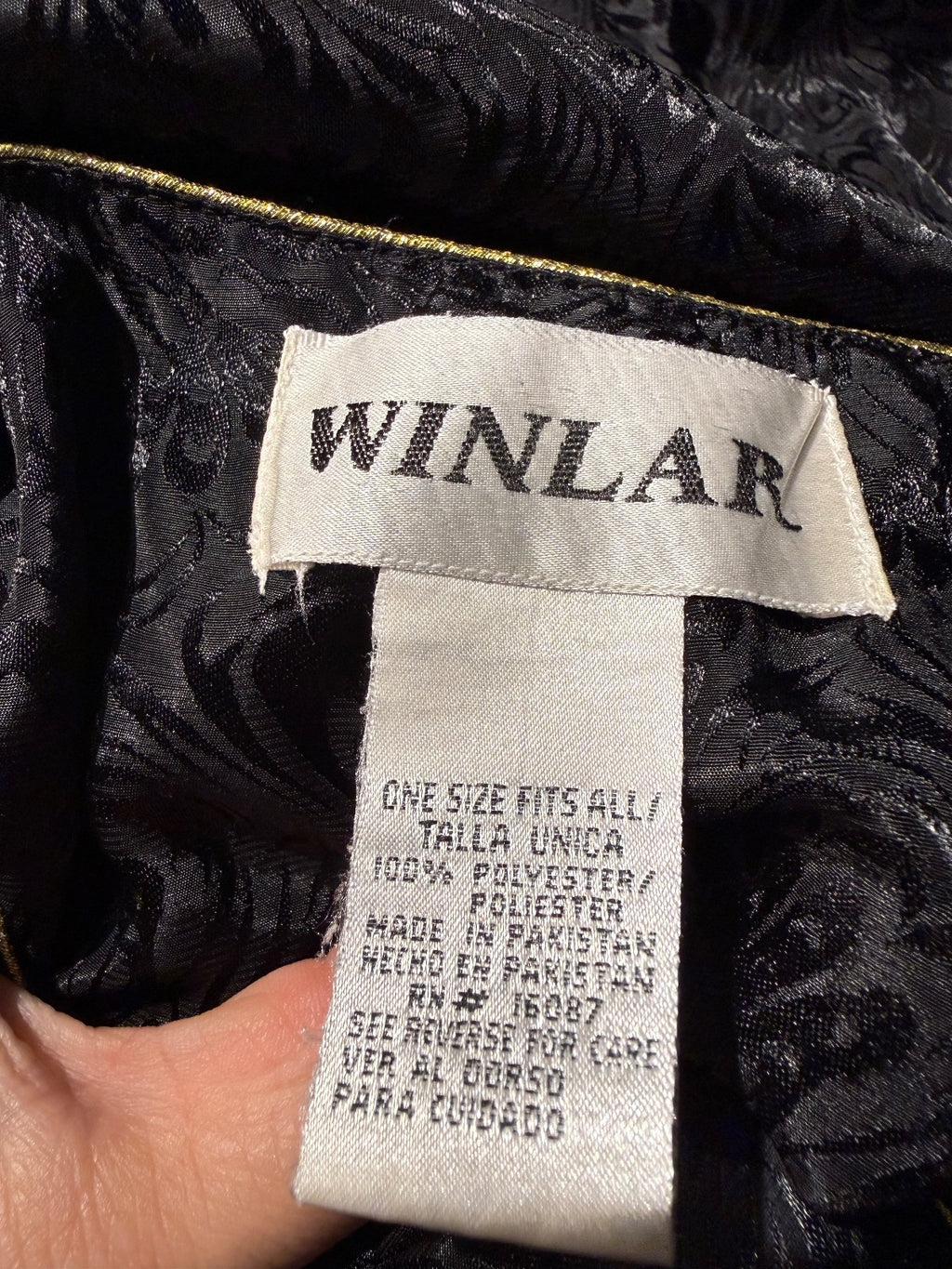 Winlar Black Jacquard Kaftan Dress