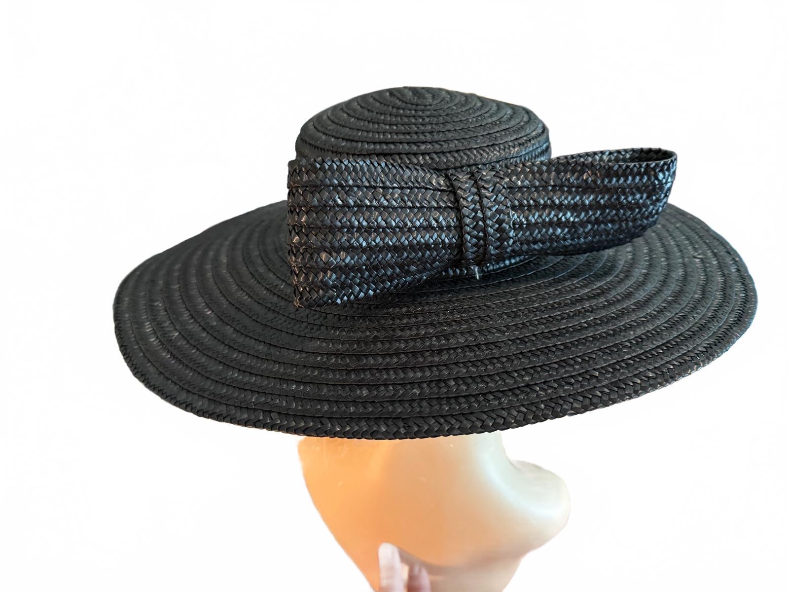 Betmar Wide Brim Black Straw Sun Hat with Bow - Made in Italy
