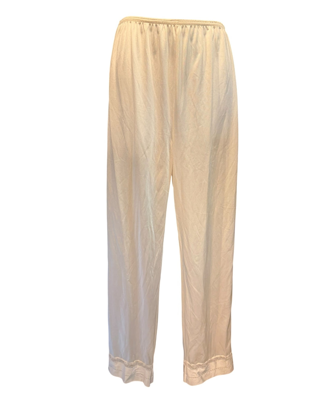 Vintage Lorraine Cream Lounge Slip Pants with Lace Trim