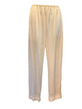 Vintage Lorraine Cream Lounge Slip Pants with Lace Trim