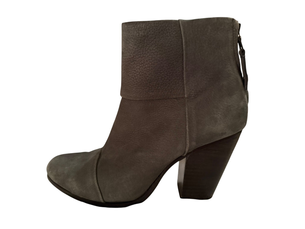 rag & bone Gray Suede Ankle Boots with Block Heel
