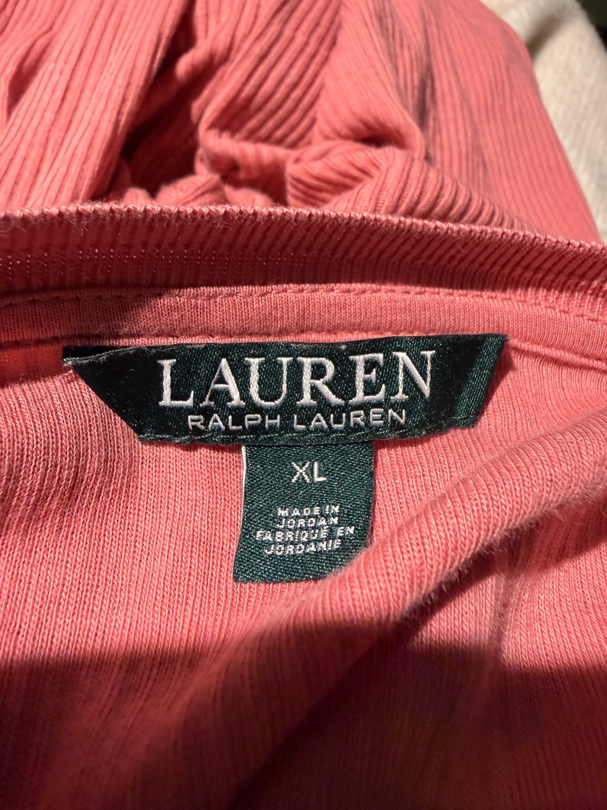 Ralph Lauren Long Sleeve Pink Ribbed Cotton Top