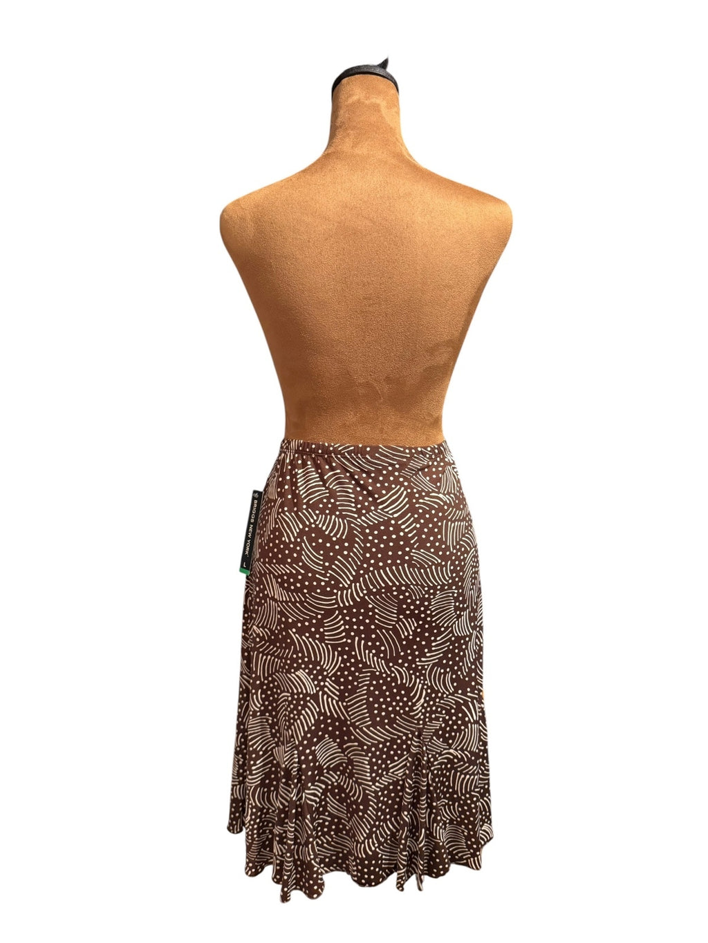Briggs New York Brown and Cream Stretch Midi Skirt