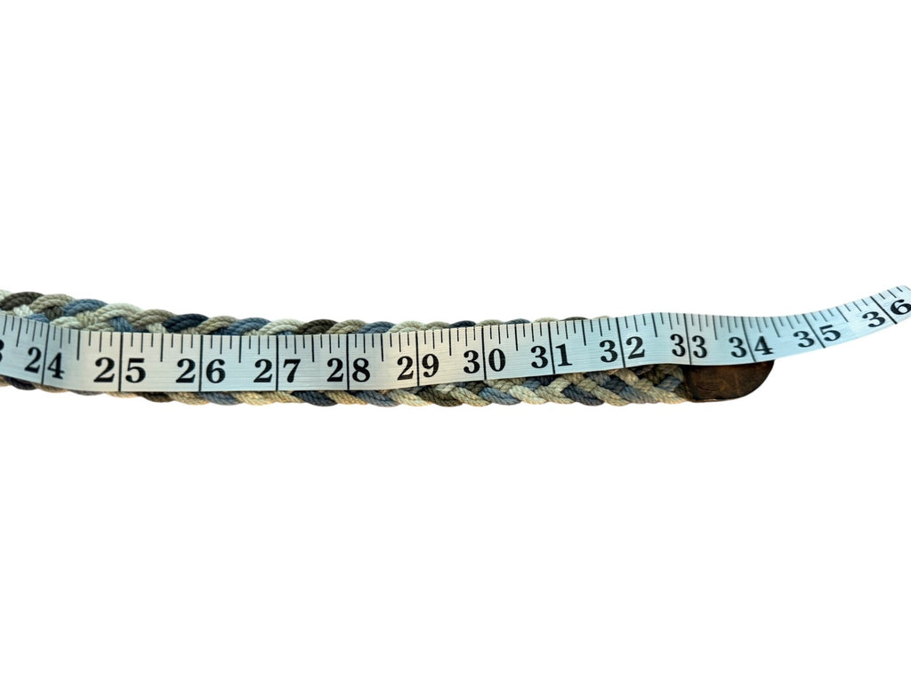 Braided Multi-Color Cotton Belt with Leather Accents and Brass Buckle