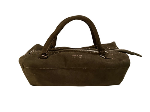 matt & nat Montreal Olive Green Vegan Suede Handbag with Mar