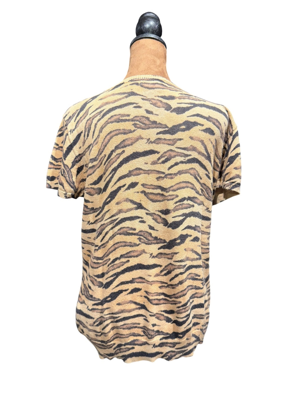 Chaps Cotton Tiger Print Short Sleeve Sweater