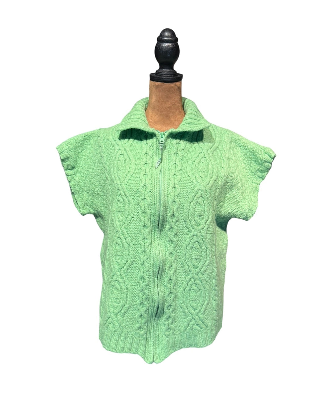 Vintage Aran Crafts Ireland 100% Merino Wool Green Short-Sleeve