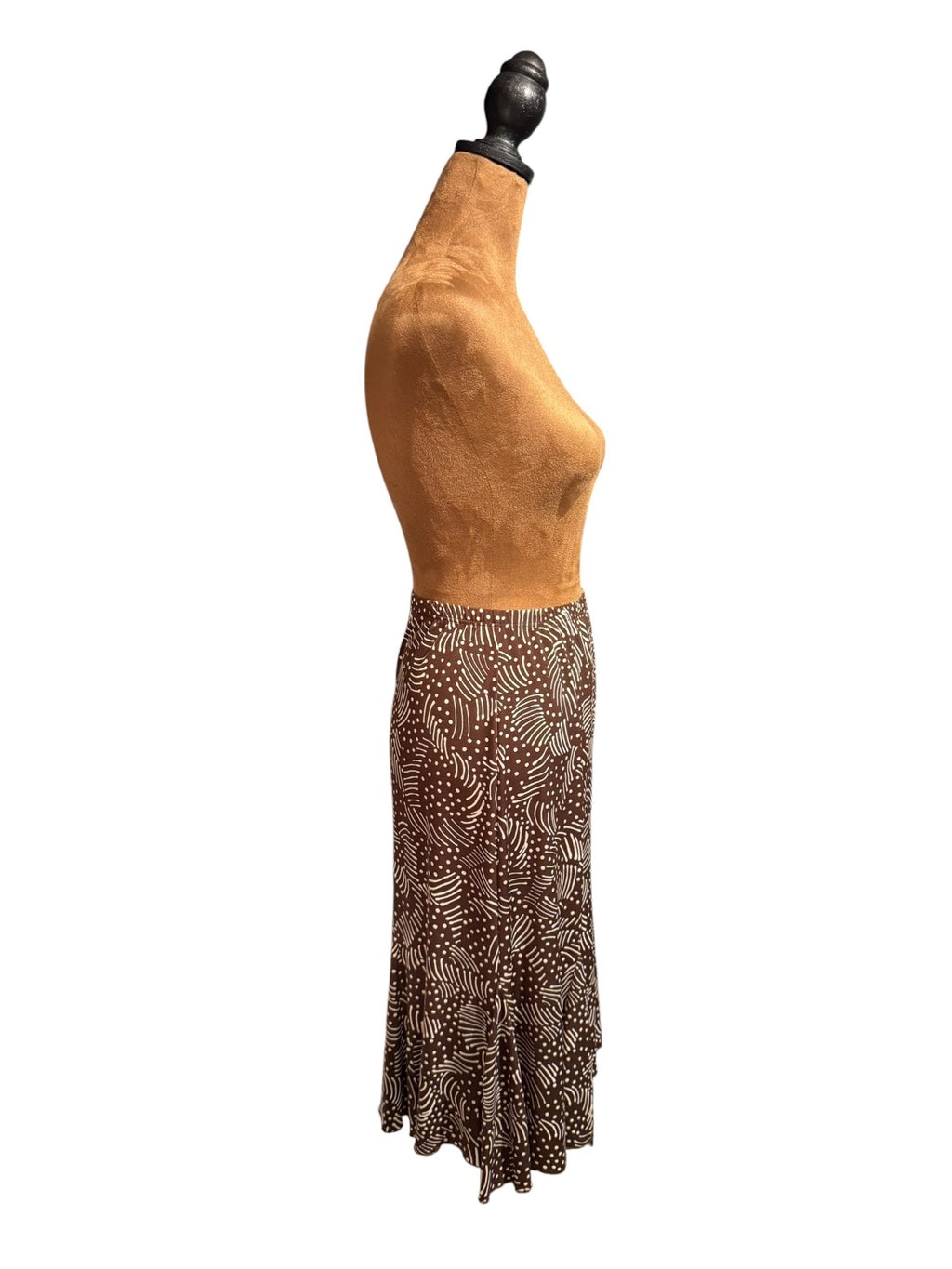 Briggs New York Brown and Cream Stretch Midi Skirt
