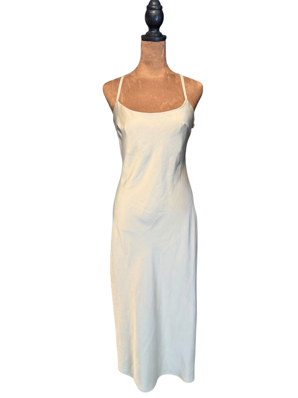Nasty Gal Collection Cream Satin Slip Dress with Adjustable Straps