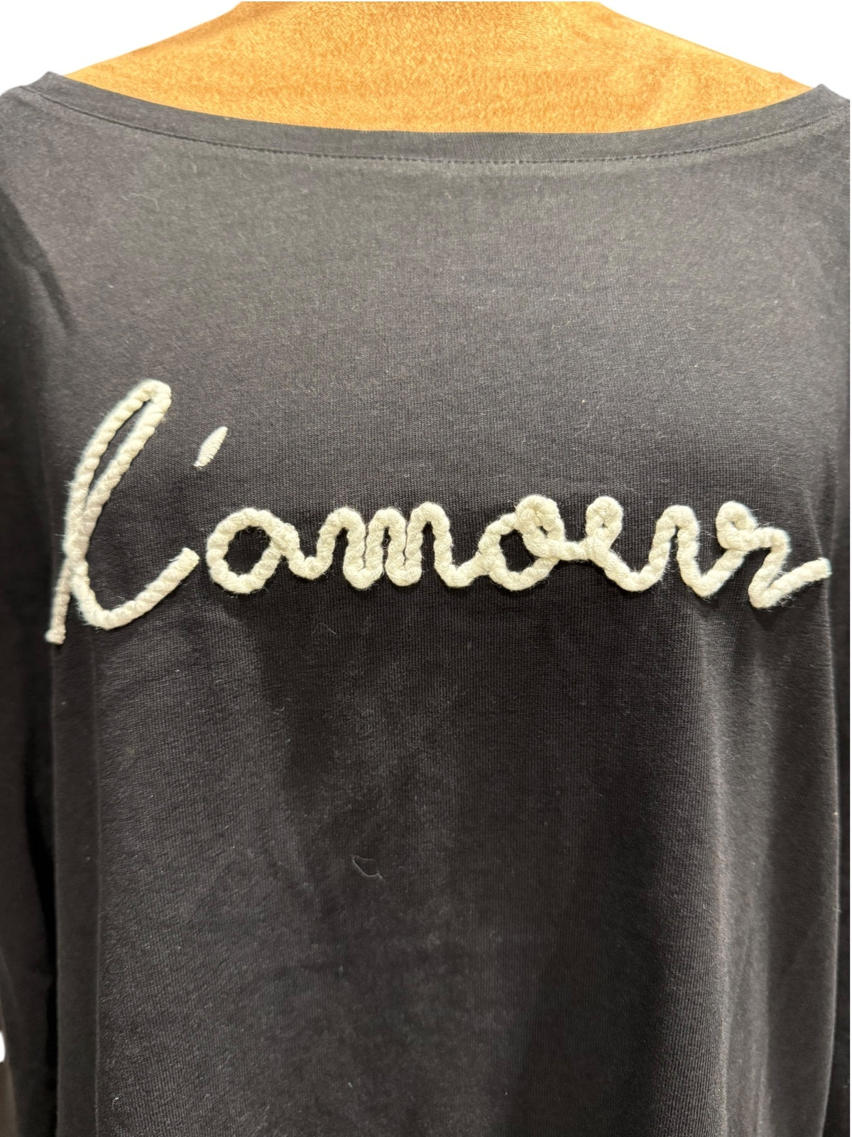 Talbots Black Cotton Shirt with ‘L'amour’ Embroidered Detail