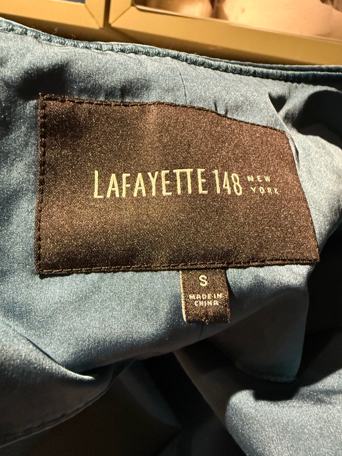 Lafayette 148 Satin-Like Teal Blue Open Front Jacket