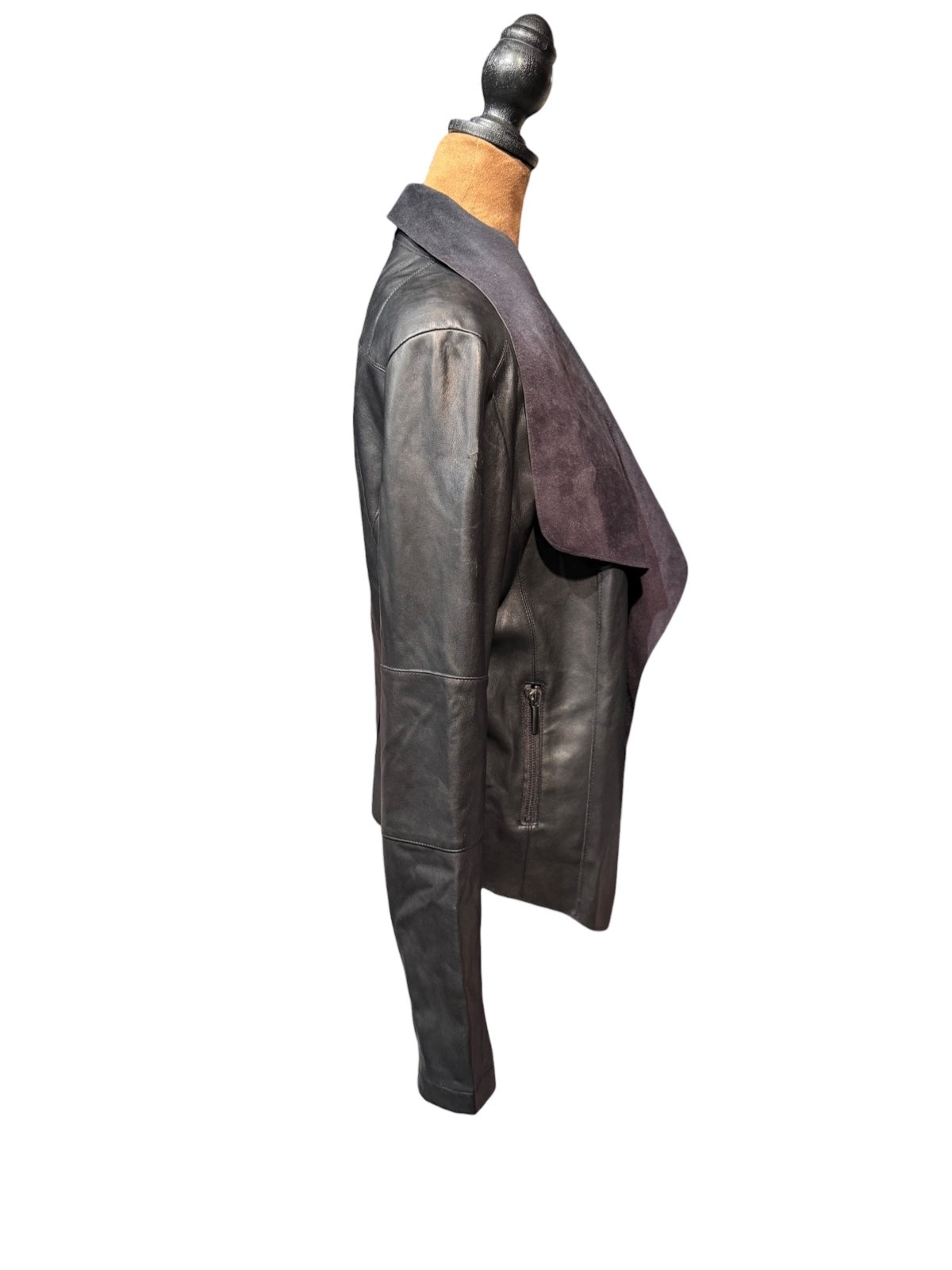 Bar III Women's Faux Leather Jacket with Suede Collar