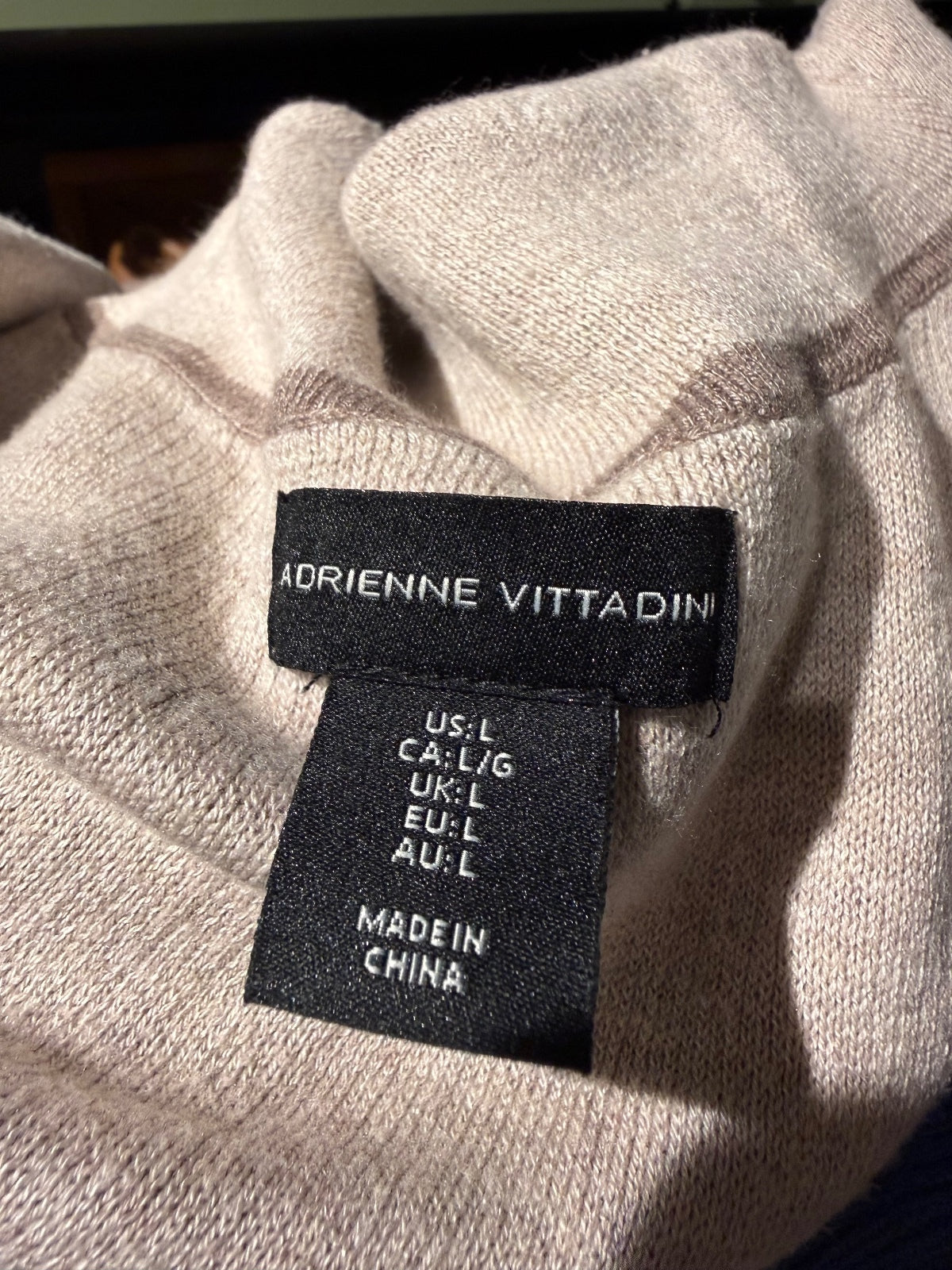 Adrienne Vittadini Beige Long Sleeve Knit Dress