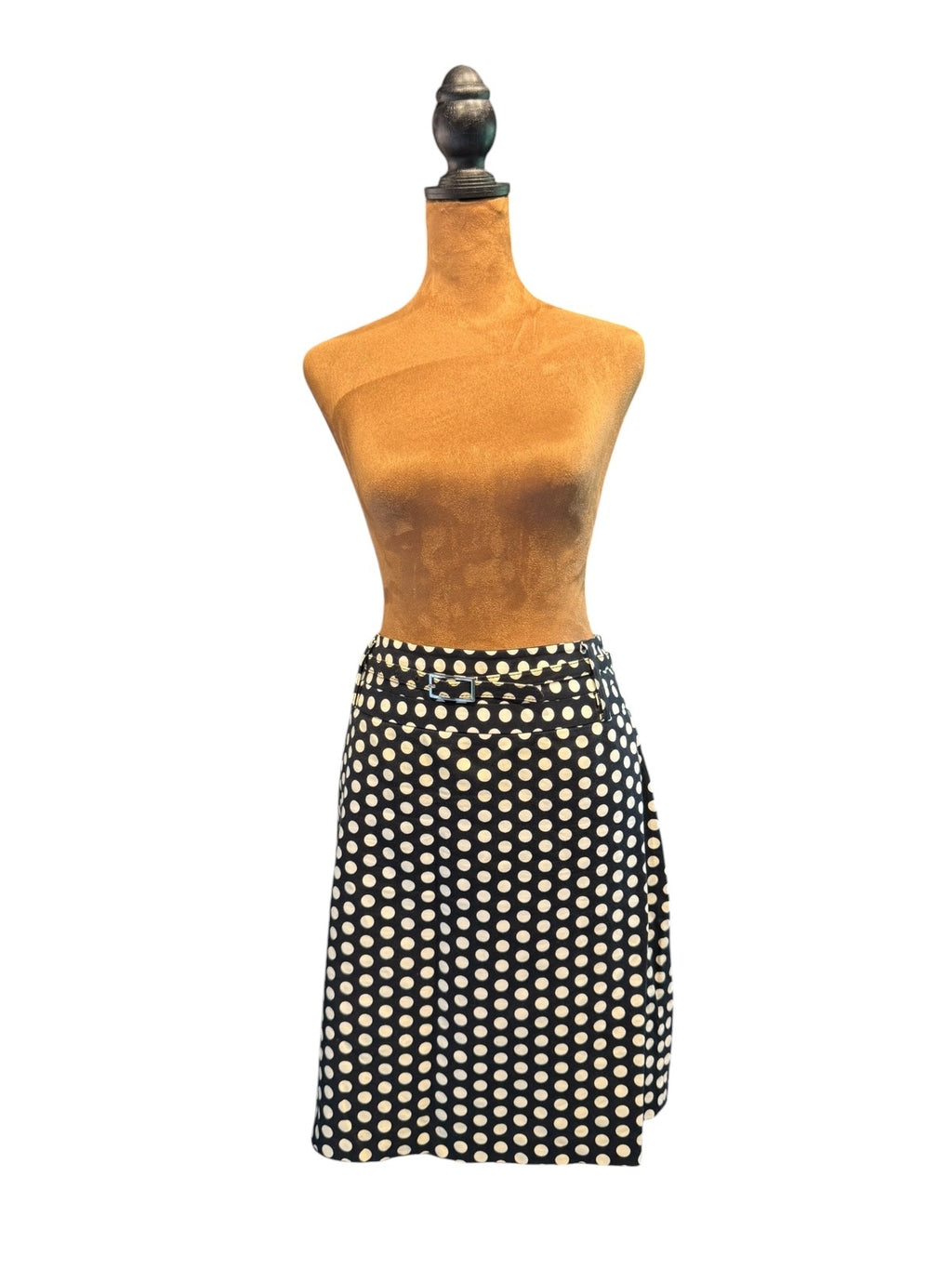 Rafaella Classic Black and White Polka Dot Skirt with Belt -