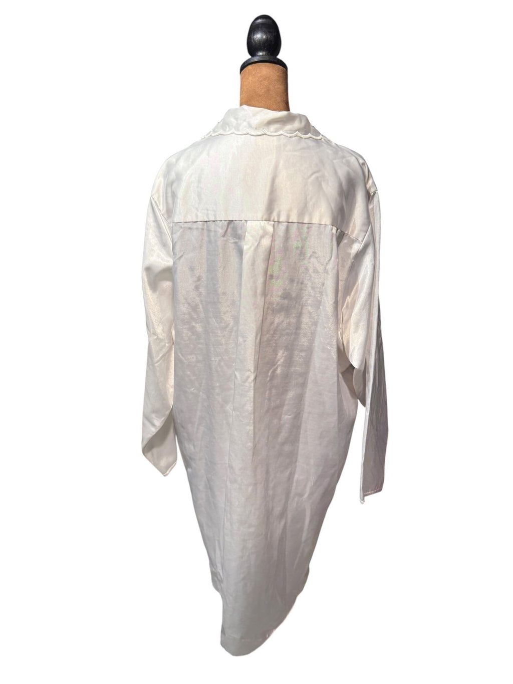 Vintage Etienne Ivory Satin Nightgown with Lace Collar