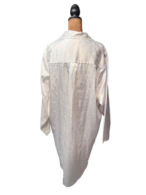Vintage Etienne Ivory Satin Nightgown with Lace Collar