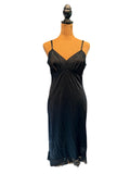 Vintage Van Raalte Black Nylon Lace Trim Slip Dress