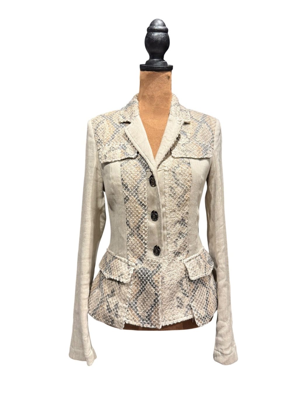 Save The Queen Women's Snake Print Linen Blazer Jacket