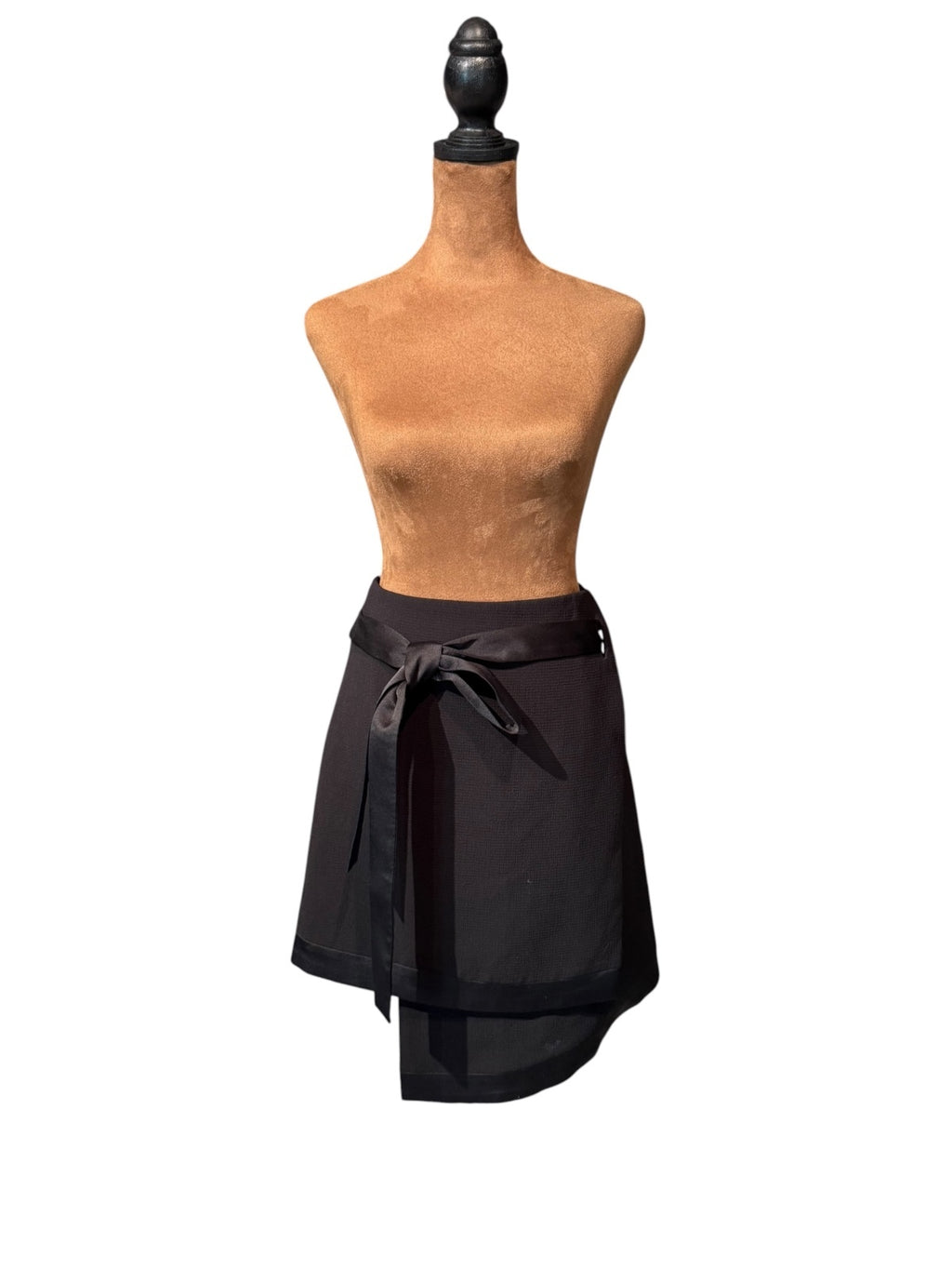 C/MEO Collective Asymmetric Black Skirt with Satin Trim