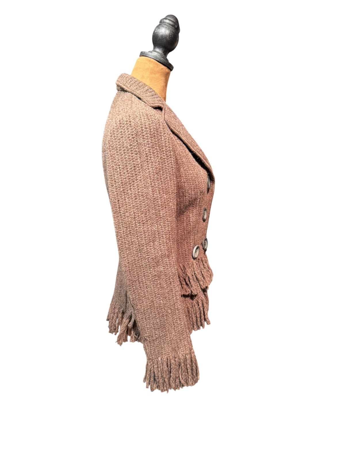 Cesare Fabbri Wool Knit Fringe Button Blazer Jacket