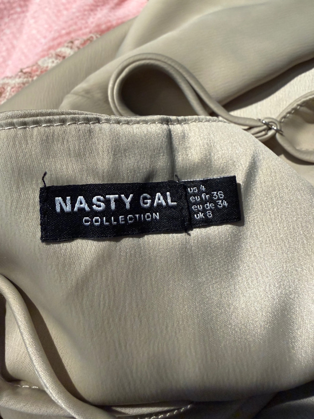 Nasty Gal Collection Cream Satin Slip Dress with Adjustable Straps