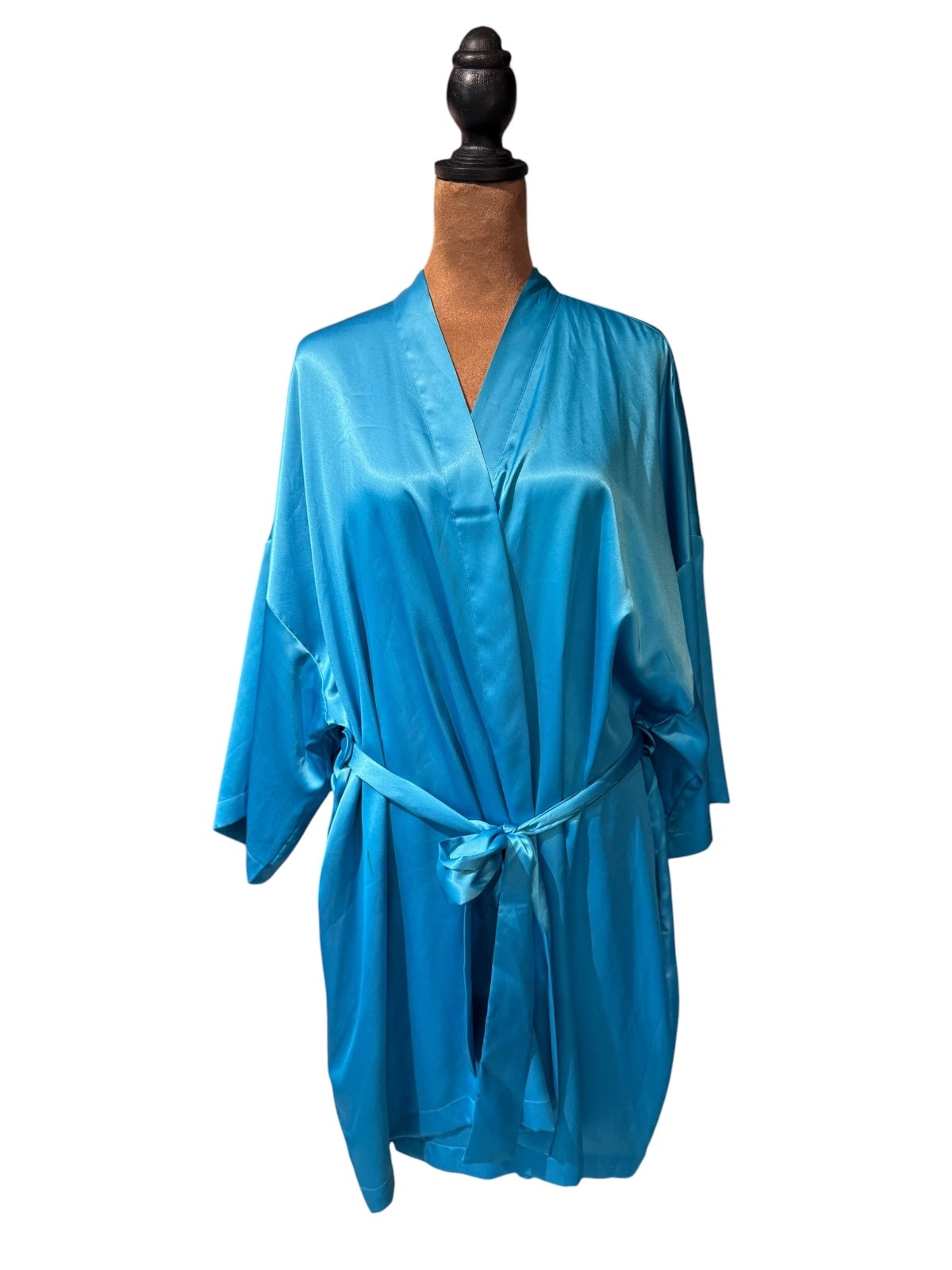 Victoria's Secret Blue Satin Kimono Robe with Belt