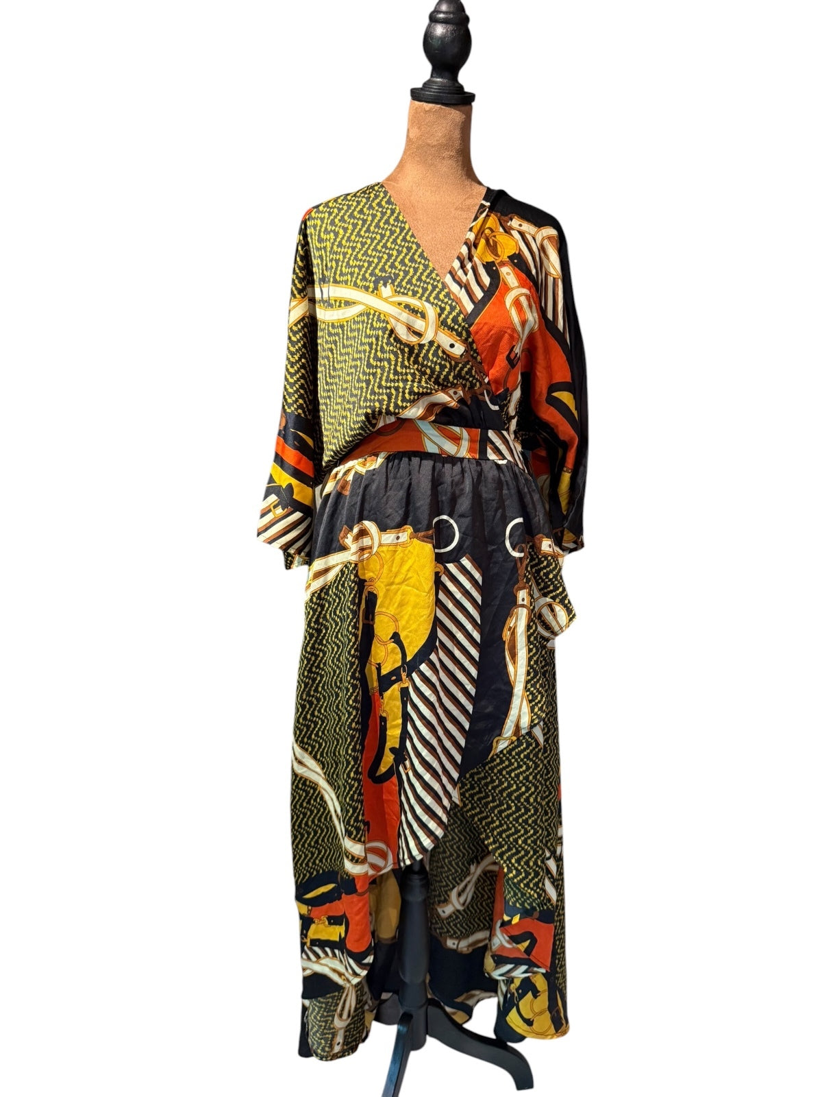 Fashion Nova Printed Long Sleeve Hi Lo Dress