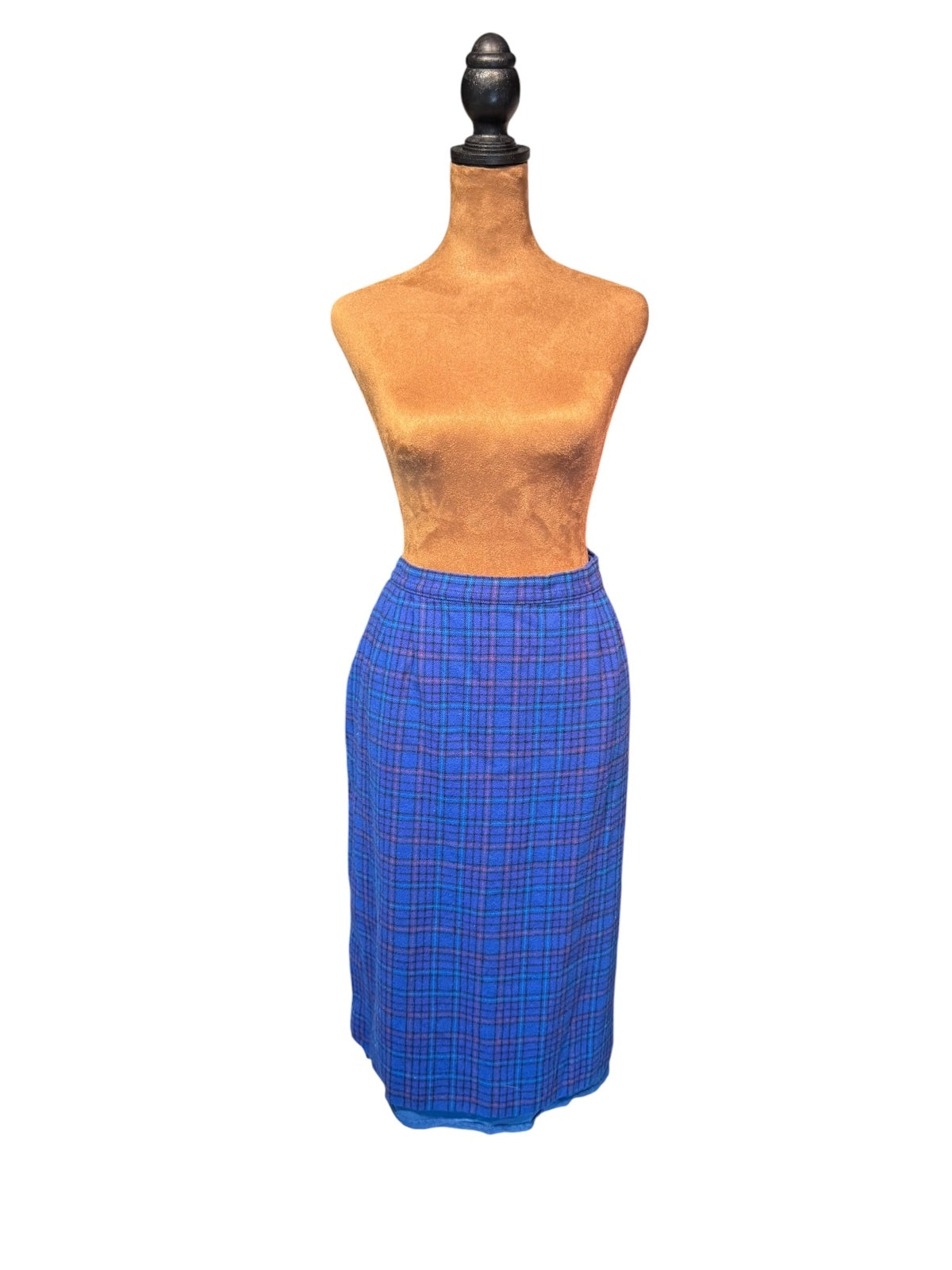 Pendleton Blue Plaid Virgin Wool Pencil Skirt