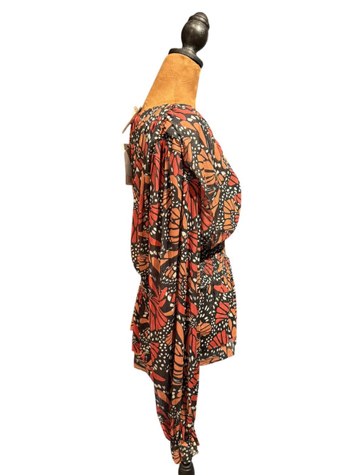 DR2 Women's Monarch Butterfly Print Long Sleeve Blouse