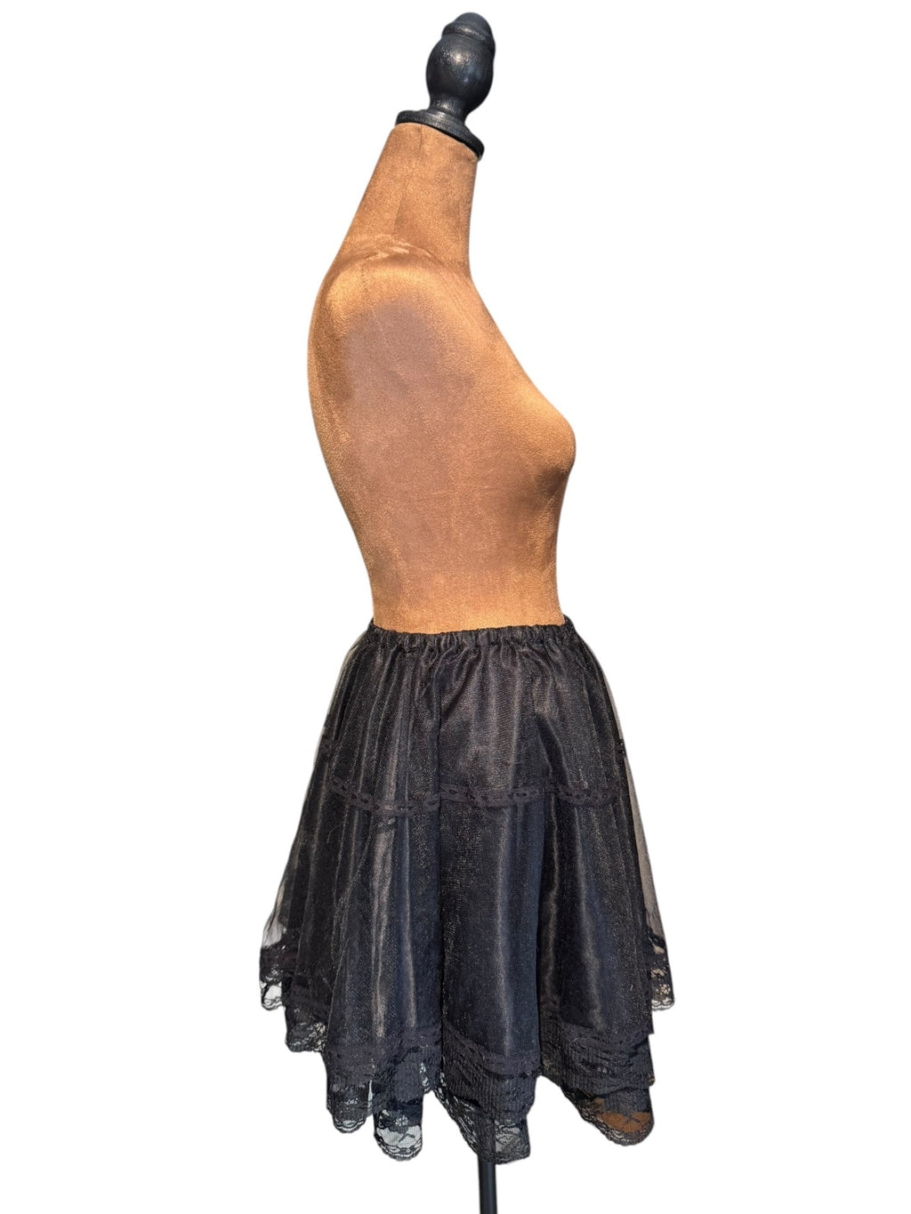 Black Lace Trim Petticoat Tutu Mini Skirt