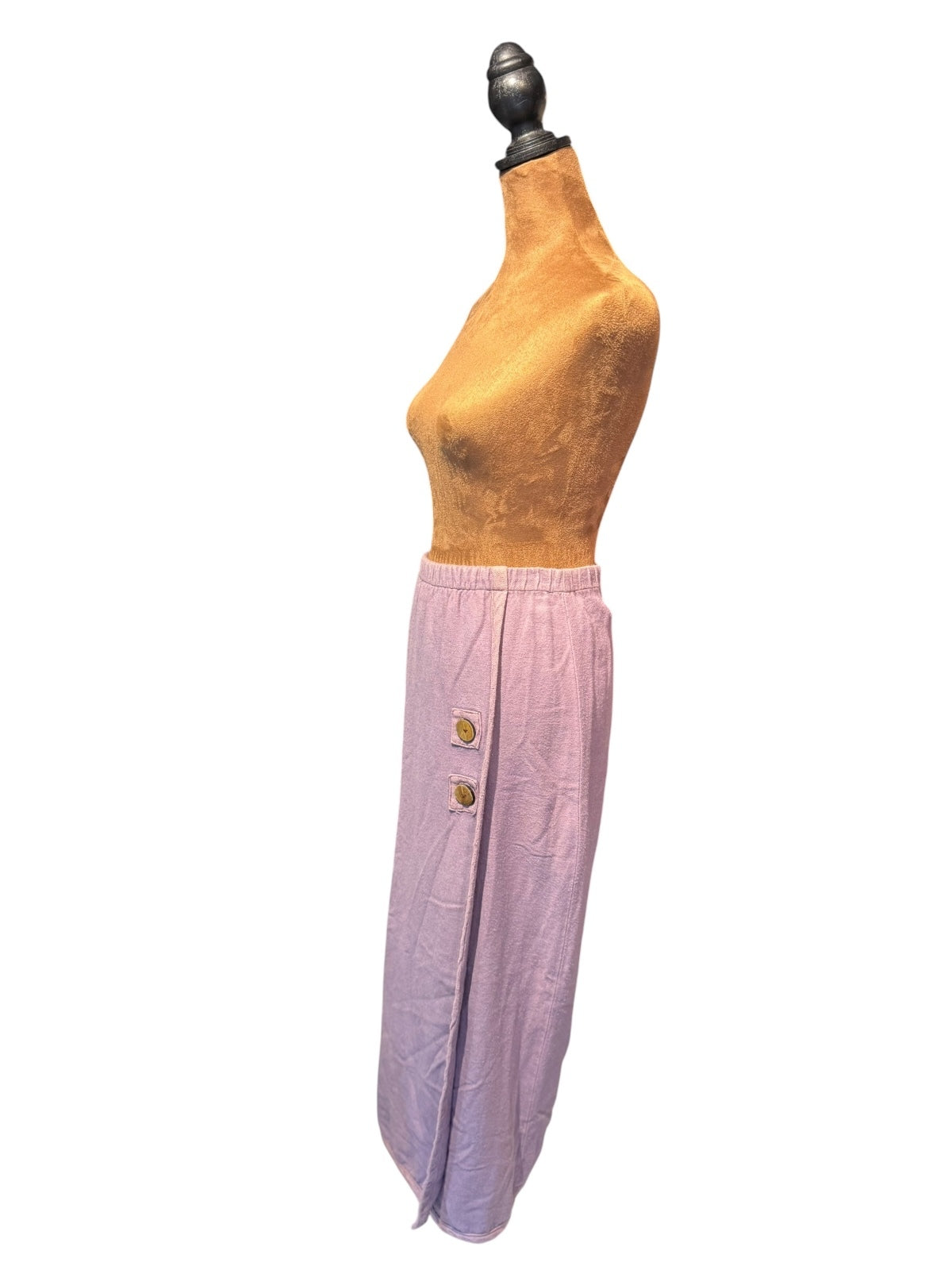 BODIL Vintage Lilac Knit Maxi Skirt with Wooden Button Accol
