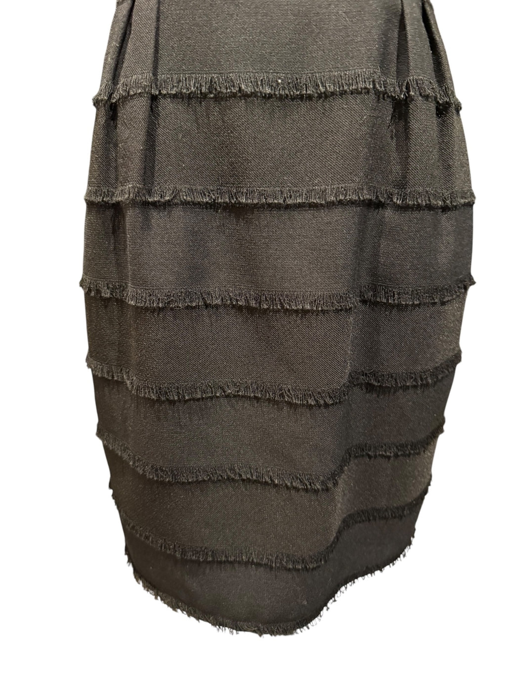 Nanette Lepore "Catch Me" Black Fringed Sheath Dress with Square Neckline