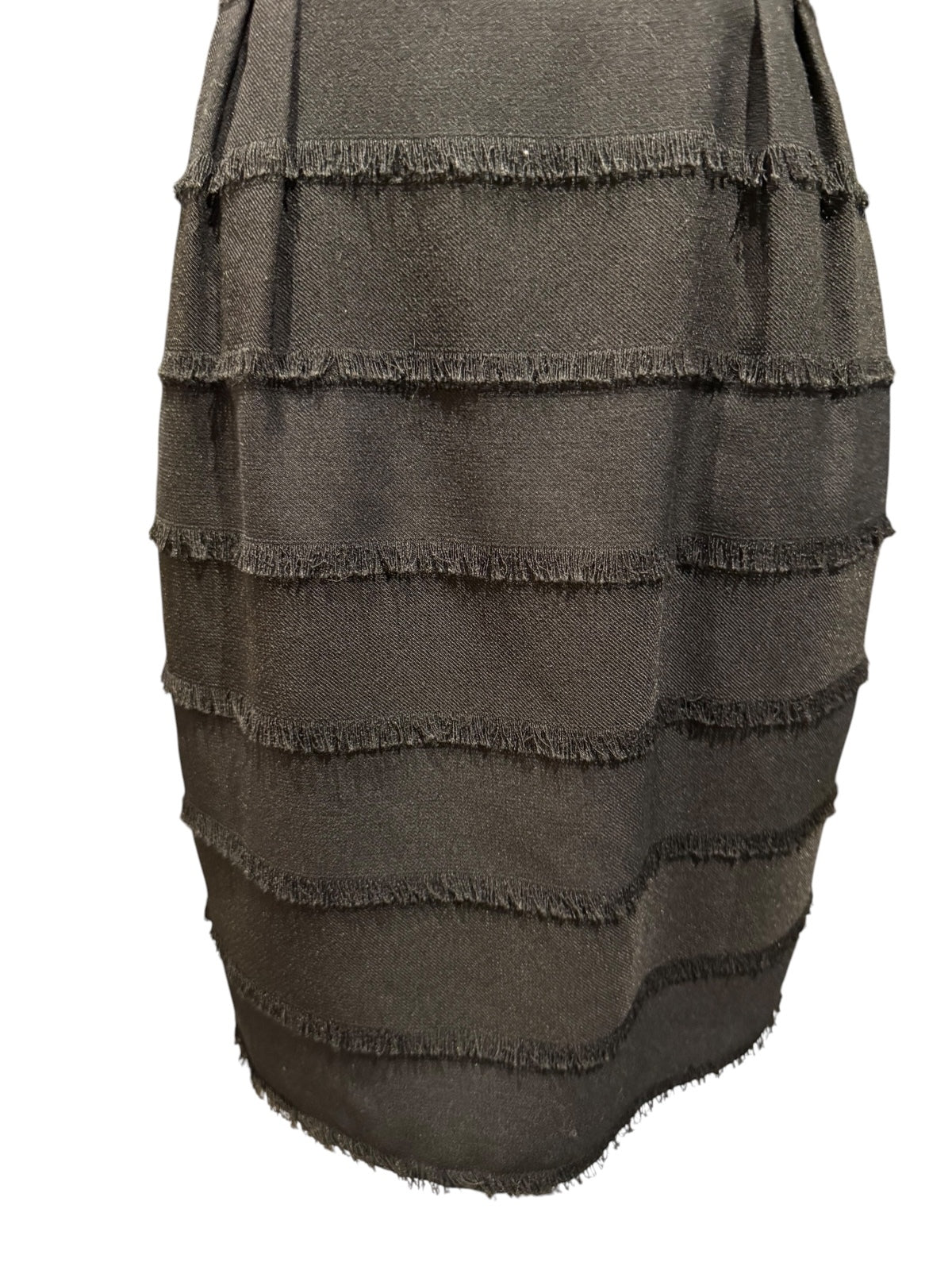 Nanette Lepore "Catch Me" Black Fringed Sheath Dress with Square Neckline