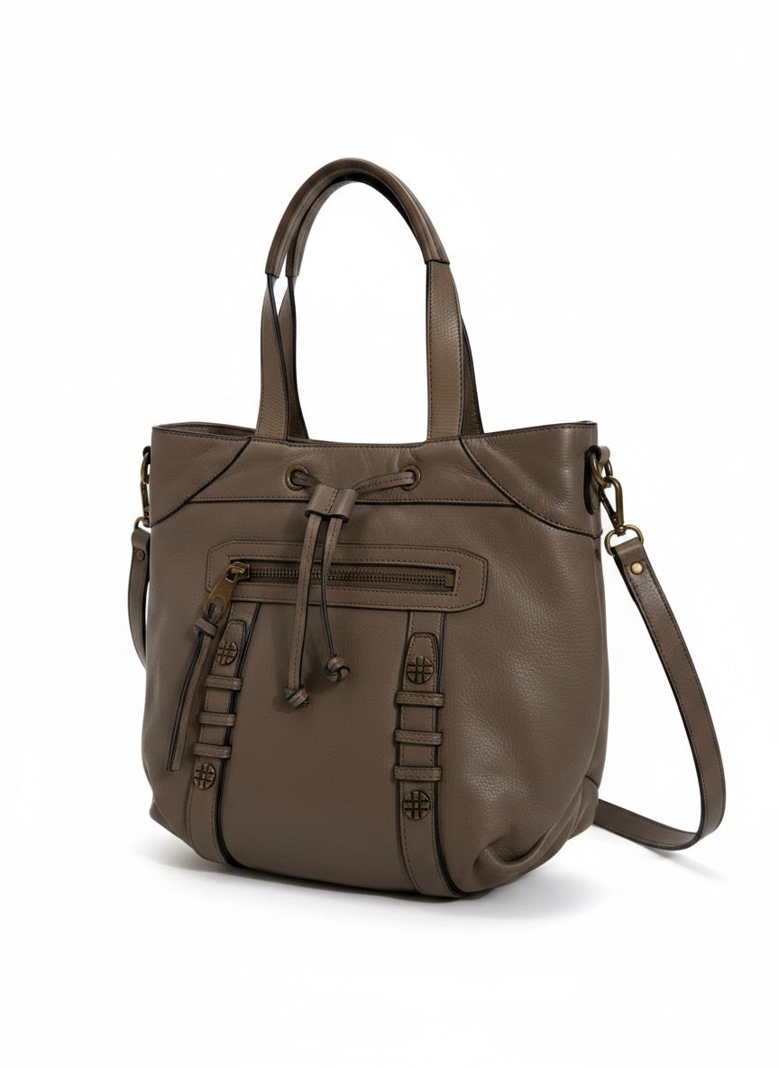 Joelle Hawkens Taupe Leather Tote Bag
