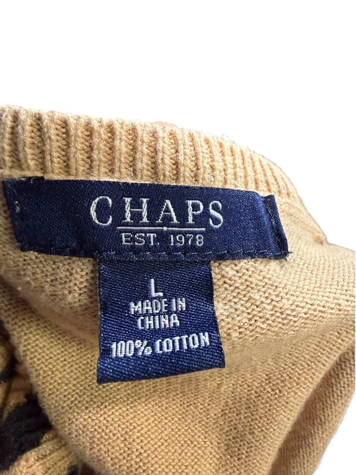 Chaps Cotton Tiger Print Short Sleeve Sweater