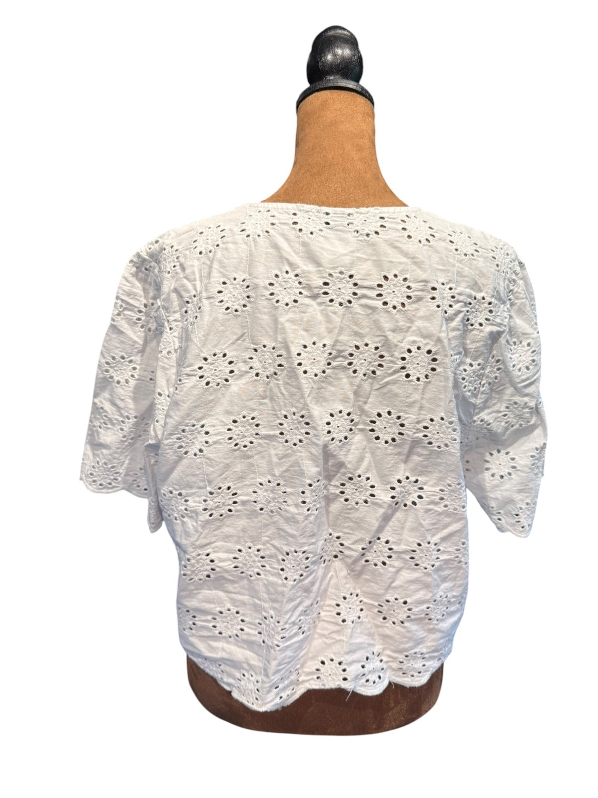 Joie White Eyelet Cotton Tie-Front Top