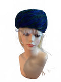 Vintage Valerie Modes Blue and Green Feathered Hat with Veil
